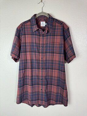 Flylow Anderson Shirt Mens Plaid Short Sleeve Button Up Size Large Performance